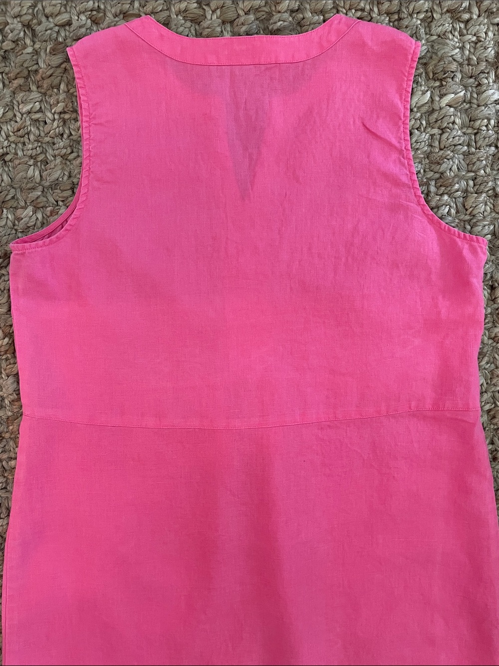J.Jill Love Linen 100% Linen Sunwashed Pink Sleeveless Shift Dress Pockets Small - Picture 7 of 8